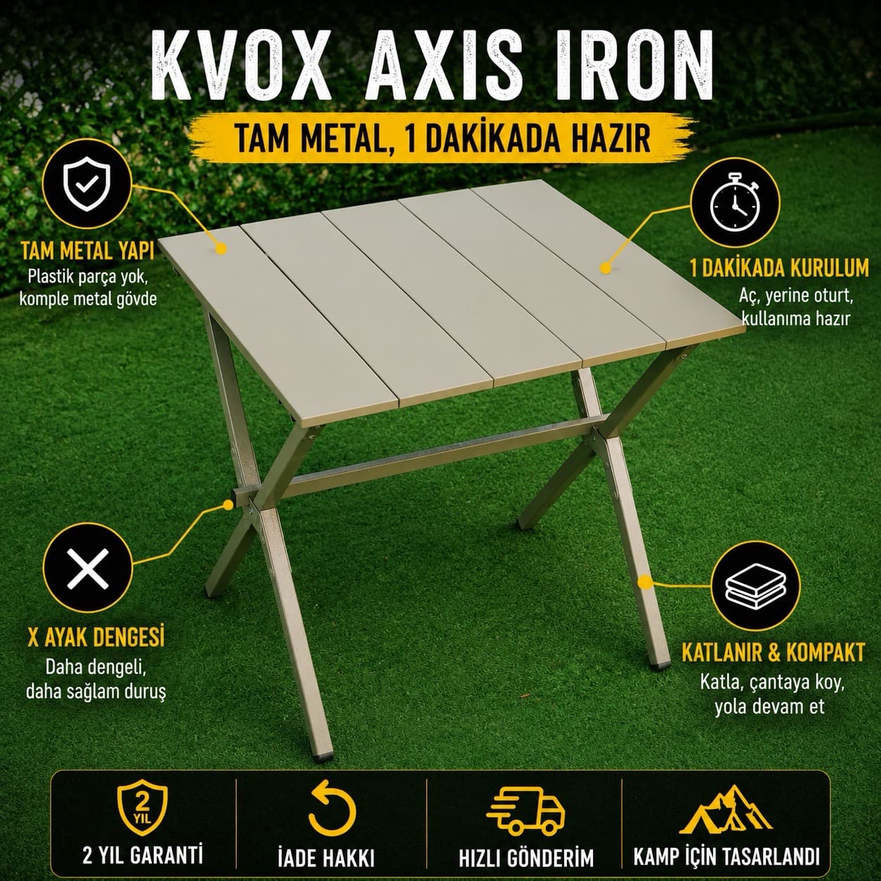 Kvox Axis Iron Katlanır Kamp Masası